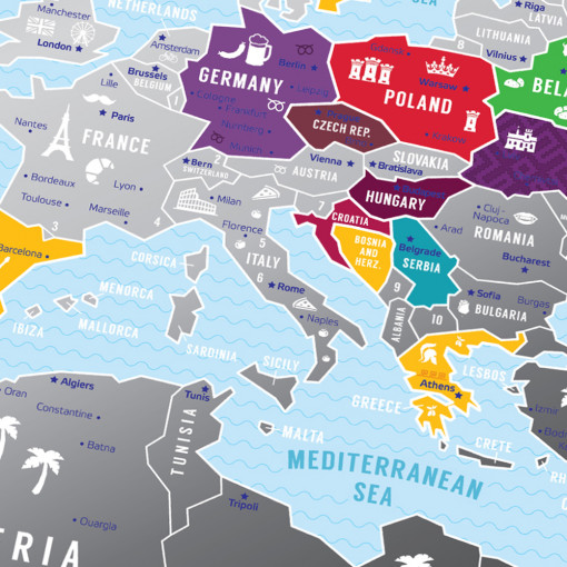 Greb Mapa Evrope Siva