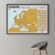 Uramljena Greb Mapa Evrope Na Engleskom