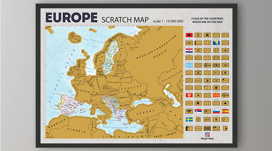 Uramljena Greb Mapa Evrope Na Engleskom